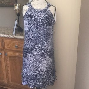Halter style sequence print dress